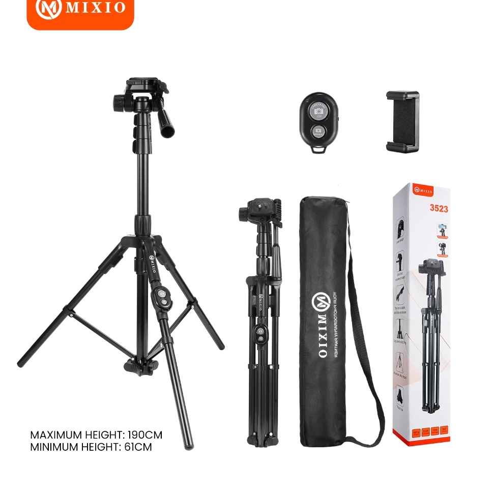 MIXIO 3523 195CM PREMIUM Tripod Kamera Bluetooth RemoteBag Profesional for Photography Kamera cellph