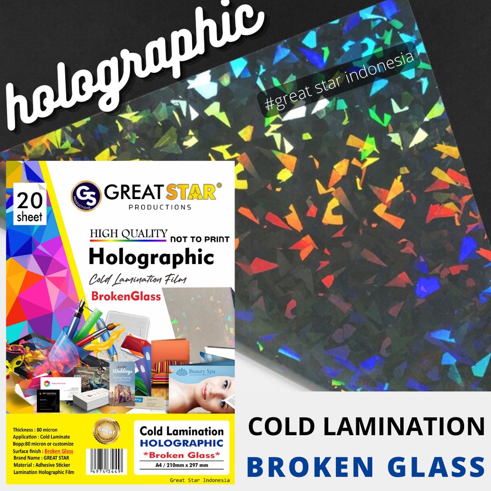 

Cold Lamination Film Holographic Broken Glass A42 ART Q5C7