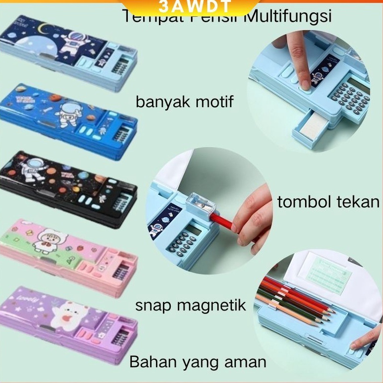 

CODPola Kartun Tempat Pensil Multifungsi with Kalkulator 2 Layer Tempat Pensil ART H1W4