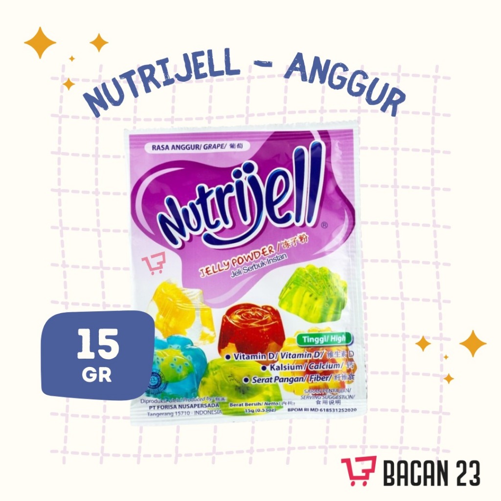 

Nutrijell Rasa Anggur (15 gr) / Agar - Agar jelly Instant Sachet Rasa Anggur / Jelly Powder