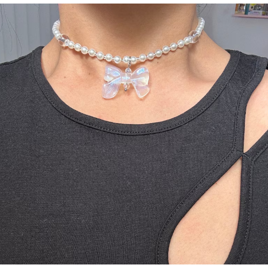 Bow Pearl Necklace | Fairy Necklace | Coquette |