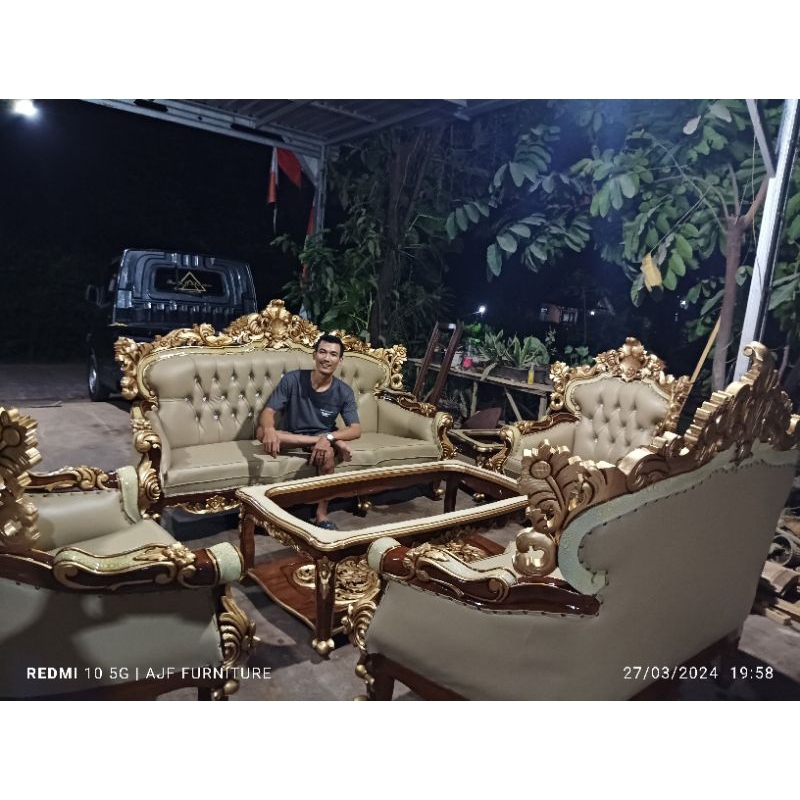 kursi tamu sofa kayu jati / kursi tamu sultan mewah / kursi tamu barcelona murah