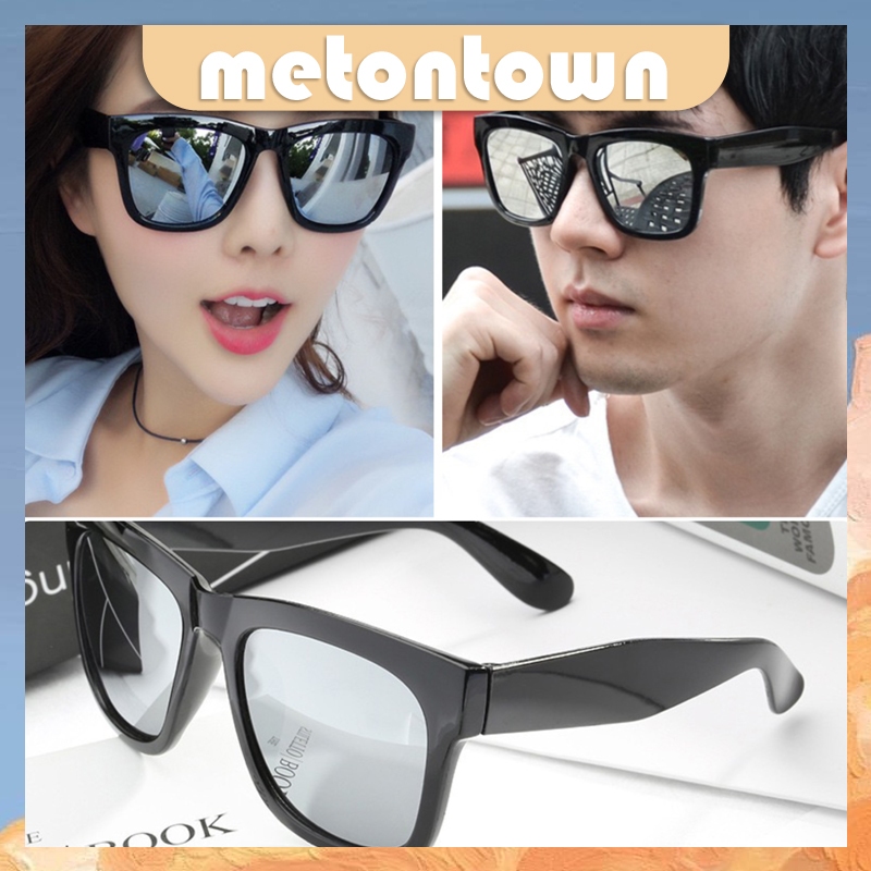 [COD] Kacamata Hitam Kotak Unisex Kaca Mata Fashion Bingkai Hitam Pria Wanita Simple Sunglasses
