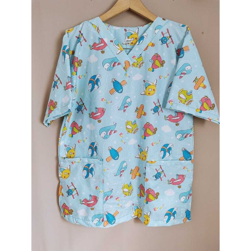 Baju jaga dokter / Baju perawat / Baju KoAs motif karakter