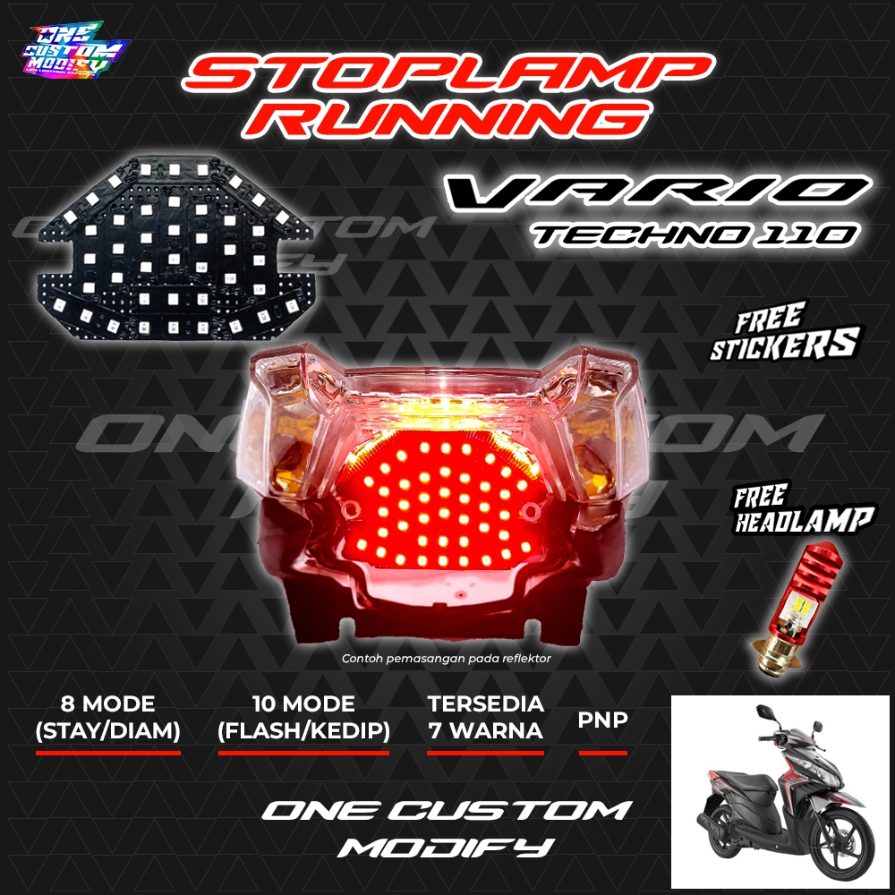 STOPLAMP RUNNING VARIO TECHNO 110 KARBU AUTO MANUAL LAMPU LED REM BELAKANG TAILIGHT