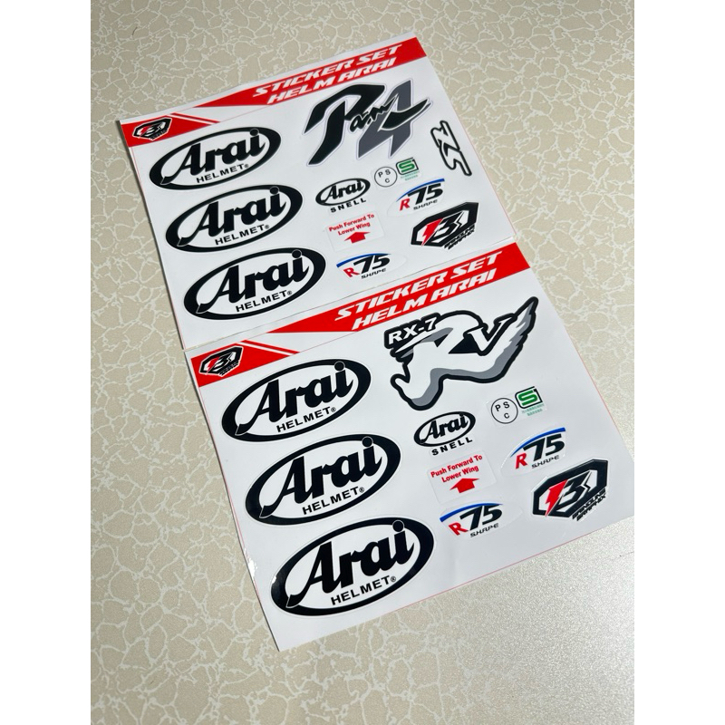 STIKER SET ARAI HALF FACE FULL FACE UNTUK TSR SCOOT DLL ARAI SNELL