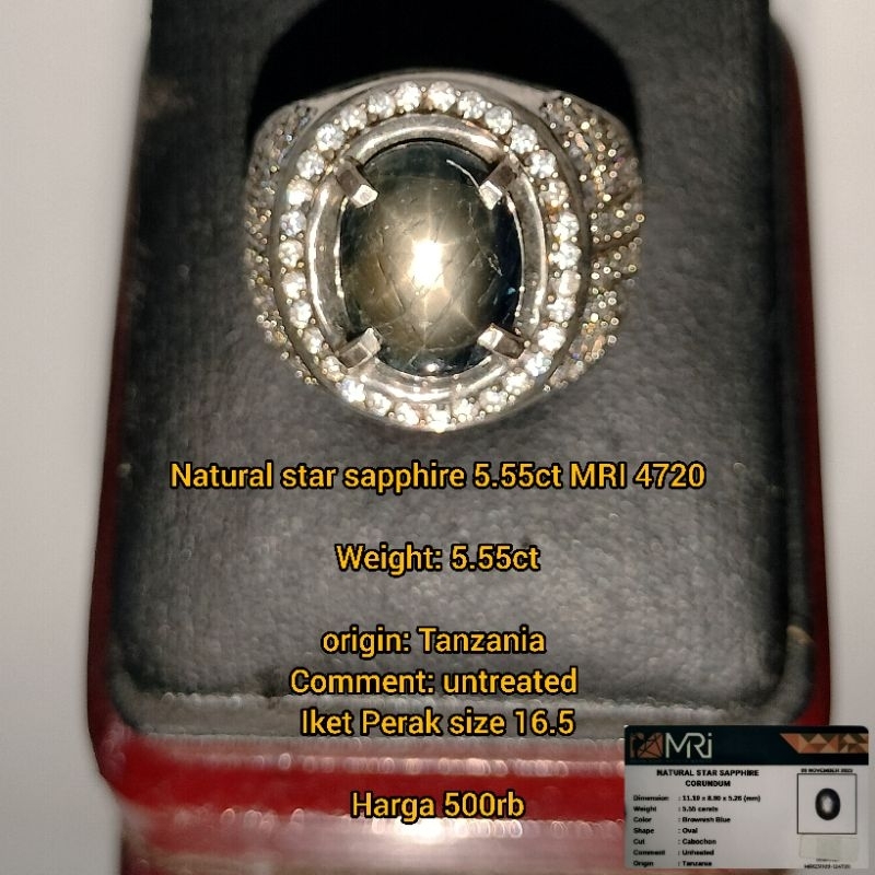Natural star sapphire 5.55ct MRI 4720