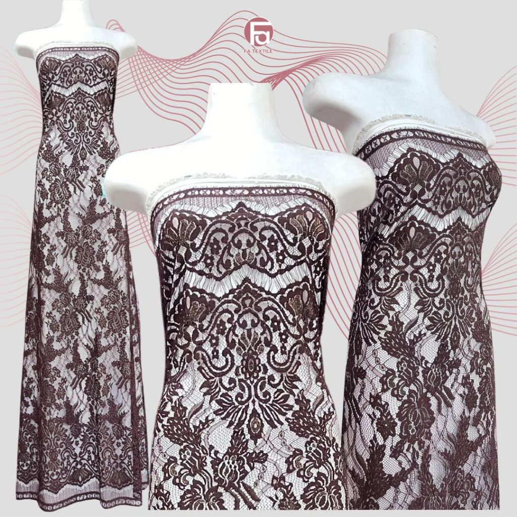 Kain Kebaya Brokat Semi Perancis Metalik Premium