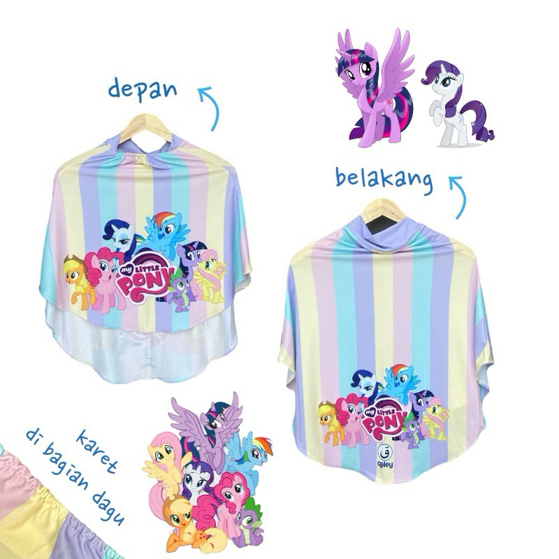 BERGO PRINTING INSTAN ANAK MOTIF LITTLE PONNY / HIJAB INSTAN ANAK / HIJAB KARAKTER LUCU