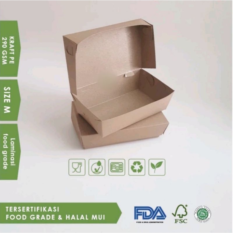 Box paper lunch POLOS , S, M, L , Box kemasan wadah ayam geprek laminasi foodgrade
