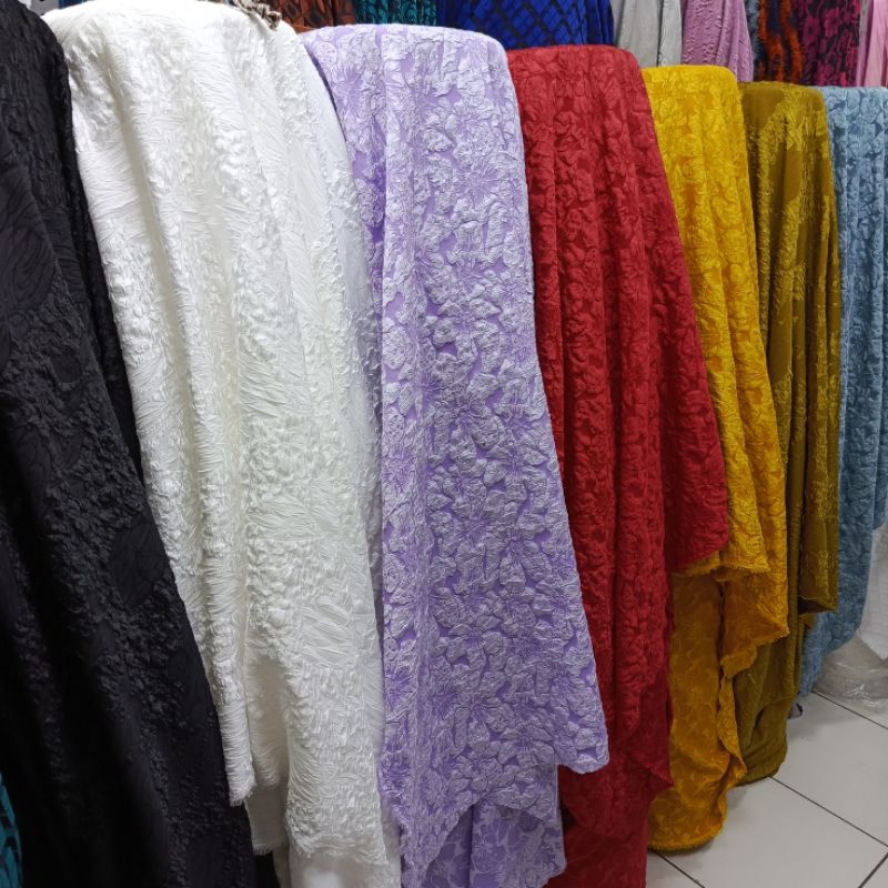 Bahan/Kain Jaguard embos polos motif bertekstur mewah bahan lembut ( barang meteran)