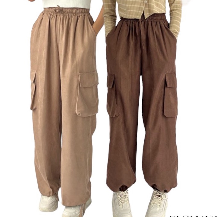 COD NEWPRODUCT EVONNE Bawahan Celana Wanita Joger Artha Pants Kulot Celana Polyester Premium Jumbo E