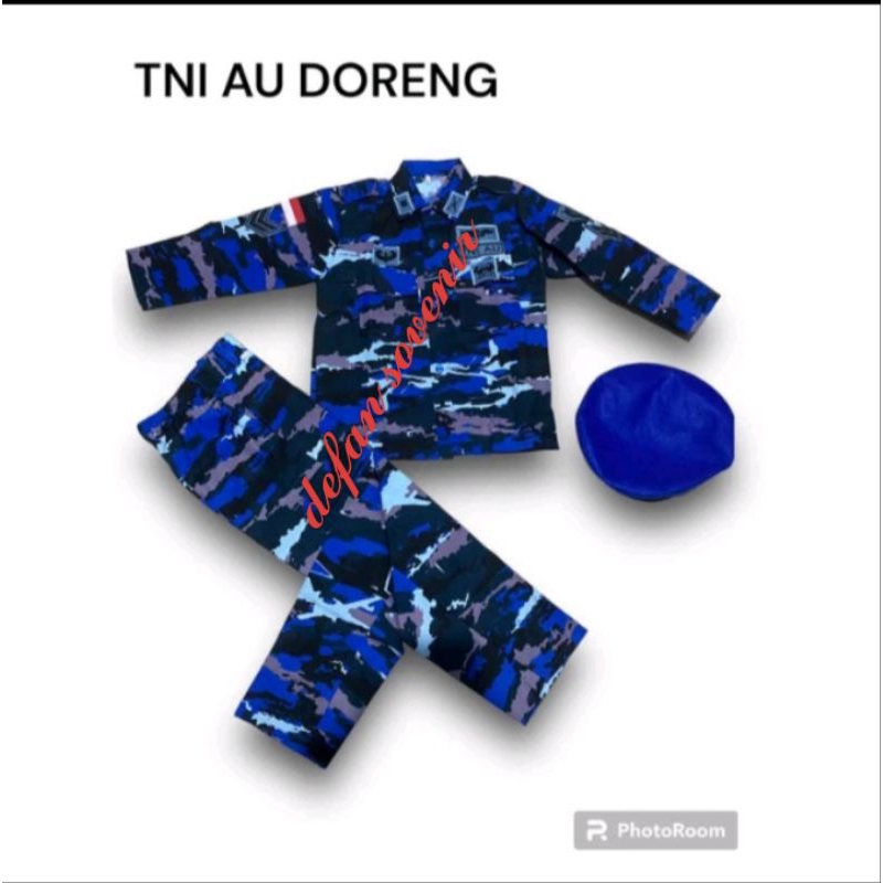 baju profesi TNI AU/doreng biru anak komplit+sabuk
