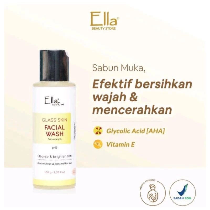 ELLA SKINCARE GLASS SKIN FACIAL WASH SABUN MUKA PENCERAH