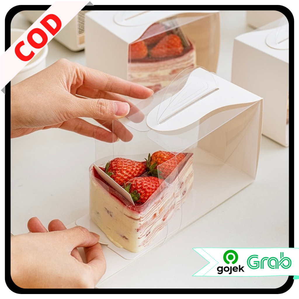 KAISSO - BOX KUE SEGITIGA MILLE CREPES KOTAK KEMASAN MINI KUE POTONG SLICE CAKE BOX PACKAGING TRANSP