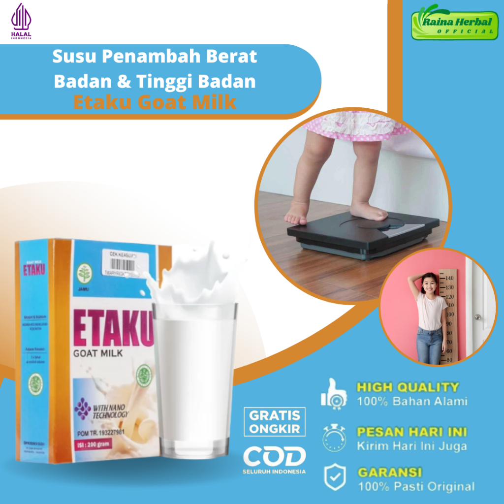 

ETAKU Susu Kambing Etawa Untuk Penambah Berat Badan & Tinggi Badan Anak - 1 Box 200 gram