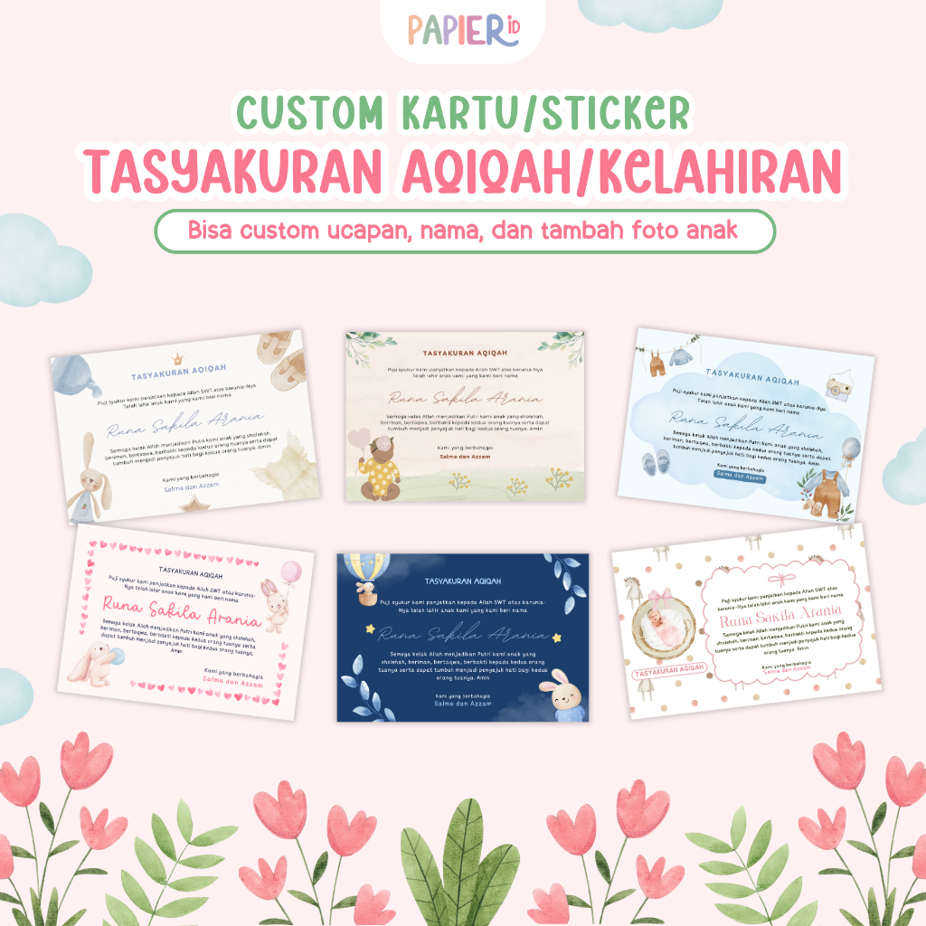 Cetak Sticker/Kartu Tasyakuran Tedak Sinten Bayi | Tasyakuran Kelahiran | Tasyakuran Aqiqah | Syukur