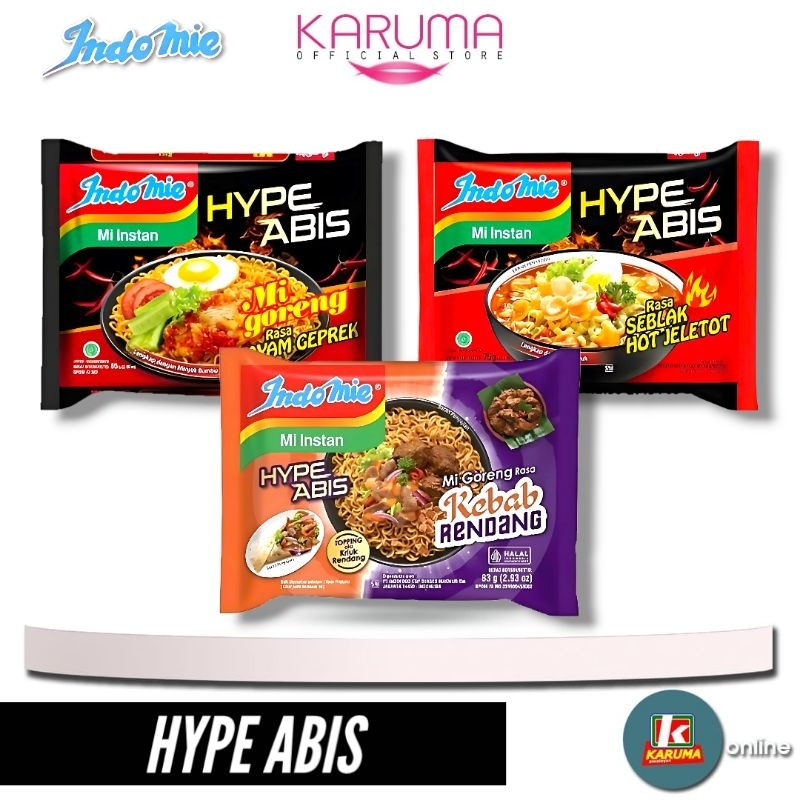 

INDOMIE HYPE ABIS ( INDOMIE RASA AYAM GEPREK, KEBAB RENDANG, SEBLAK HOT JELETOT )