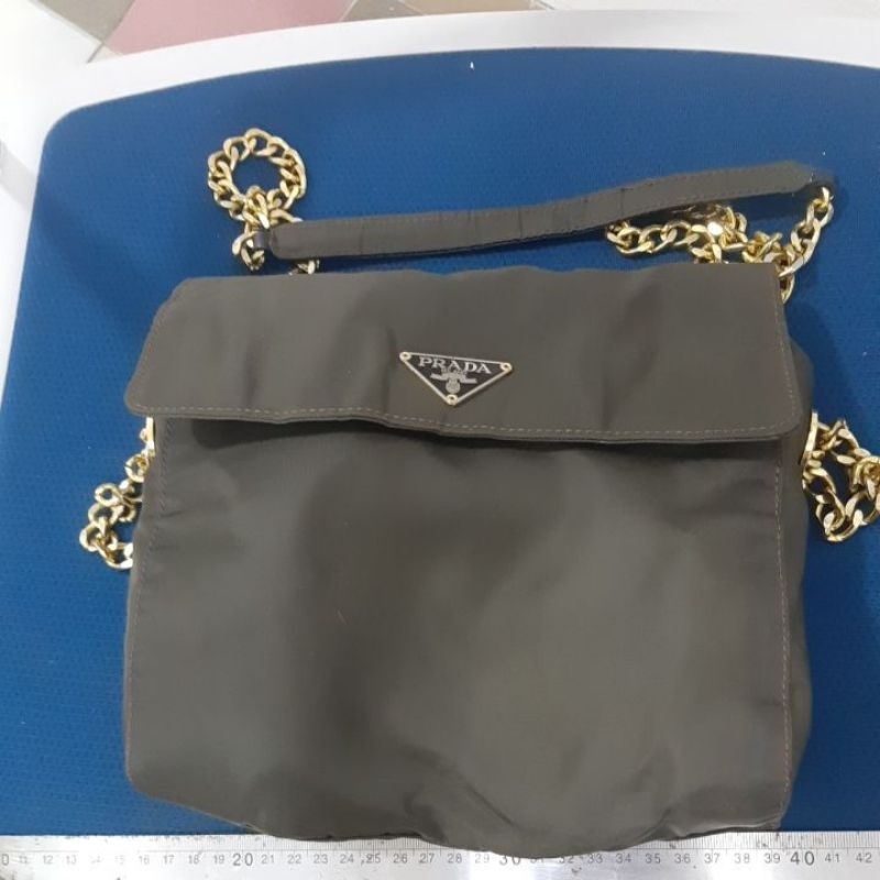 preloved sling bag prada saten mirror