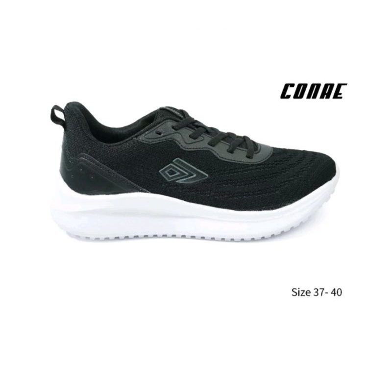 sepatu sneakers slip on wanita CONAE DOLORES HITAM PUTIH