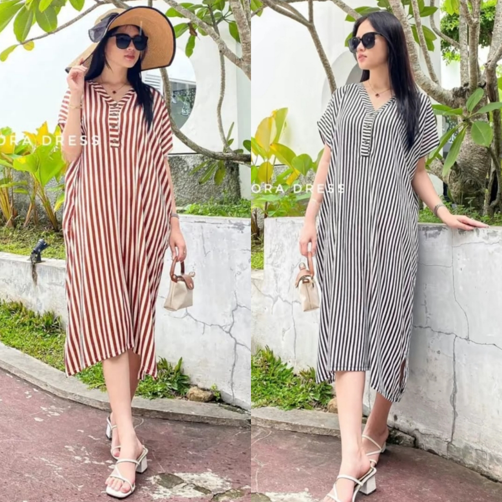 Diora Dress Blaster Busui Bumil Friendly Jumbo Kain Rayon Crinkle Motif Salur Kancing