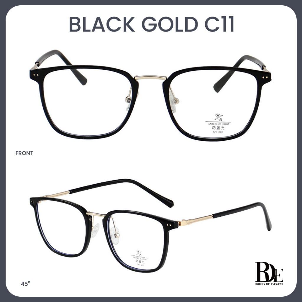 Robins kacamata Anti Radiasi Komputer Frame Kacamata Kotak Bisa Minus Photocromic Bluecromic Fashion Terbaru Wanita S11968-C11