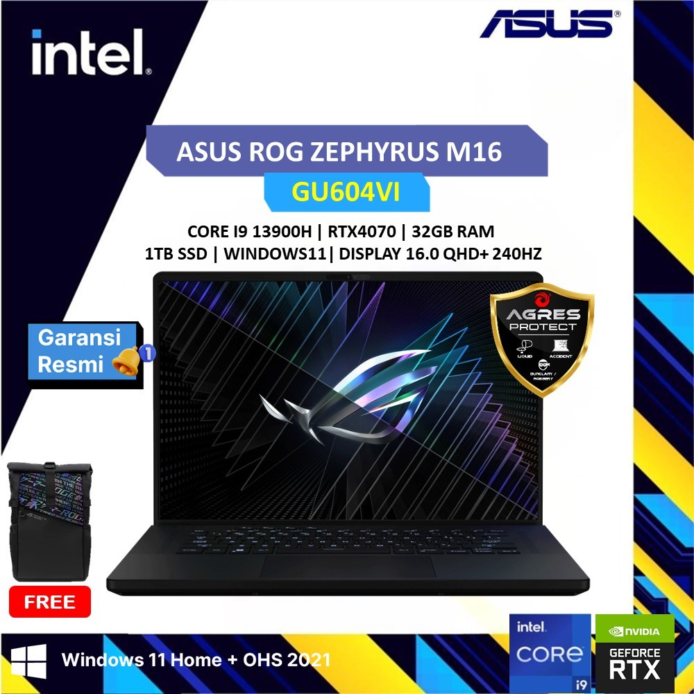 Asus ROG Zephyrus M16 GU604VI - RTX4070 I9 13900H Ram 32GB 1TB SSD 16.0" QHD+ NEBULA 240Hz