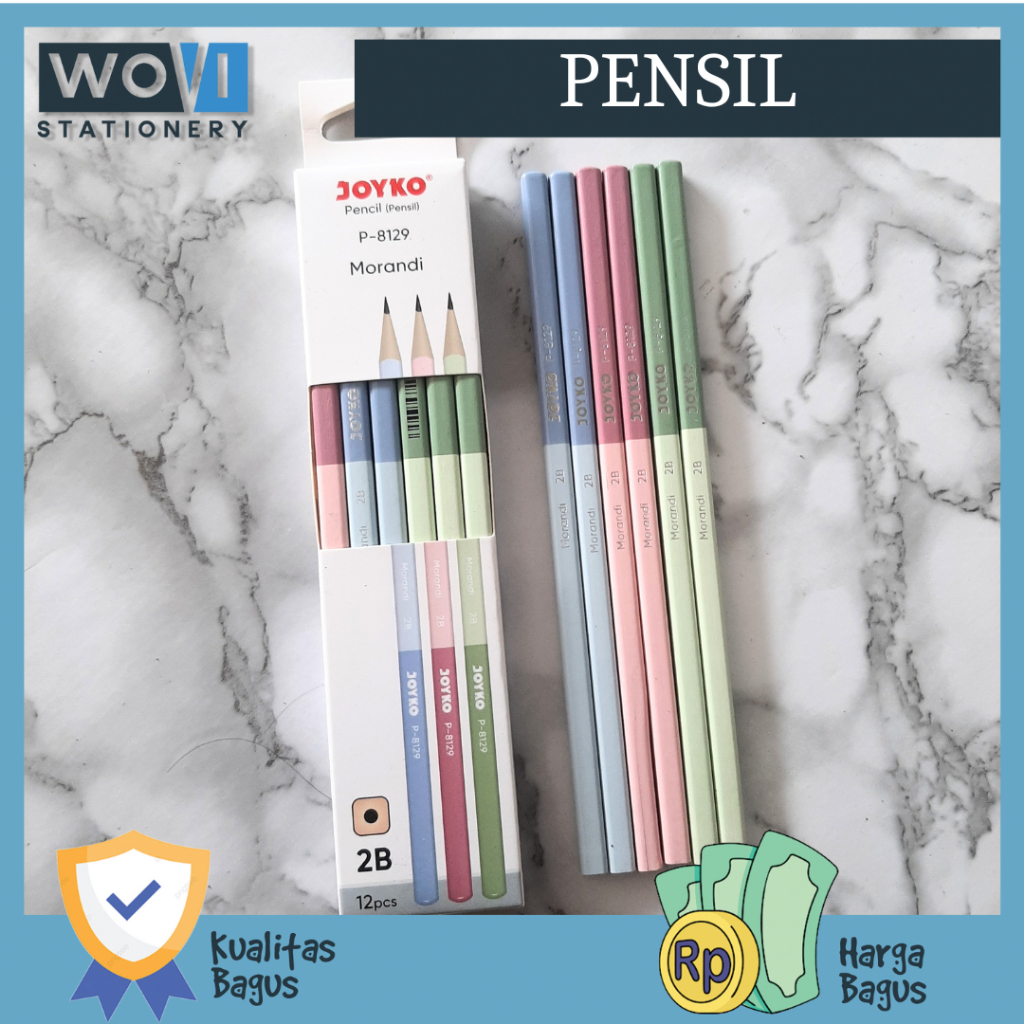 

[WOVI STATIONERY] Pensil Rautan 2B P-8129 Morandi Joyko / Pensil Kayu 2B P-8129 Joyko [PCS]