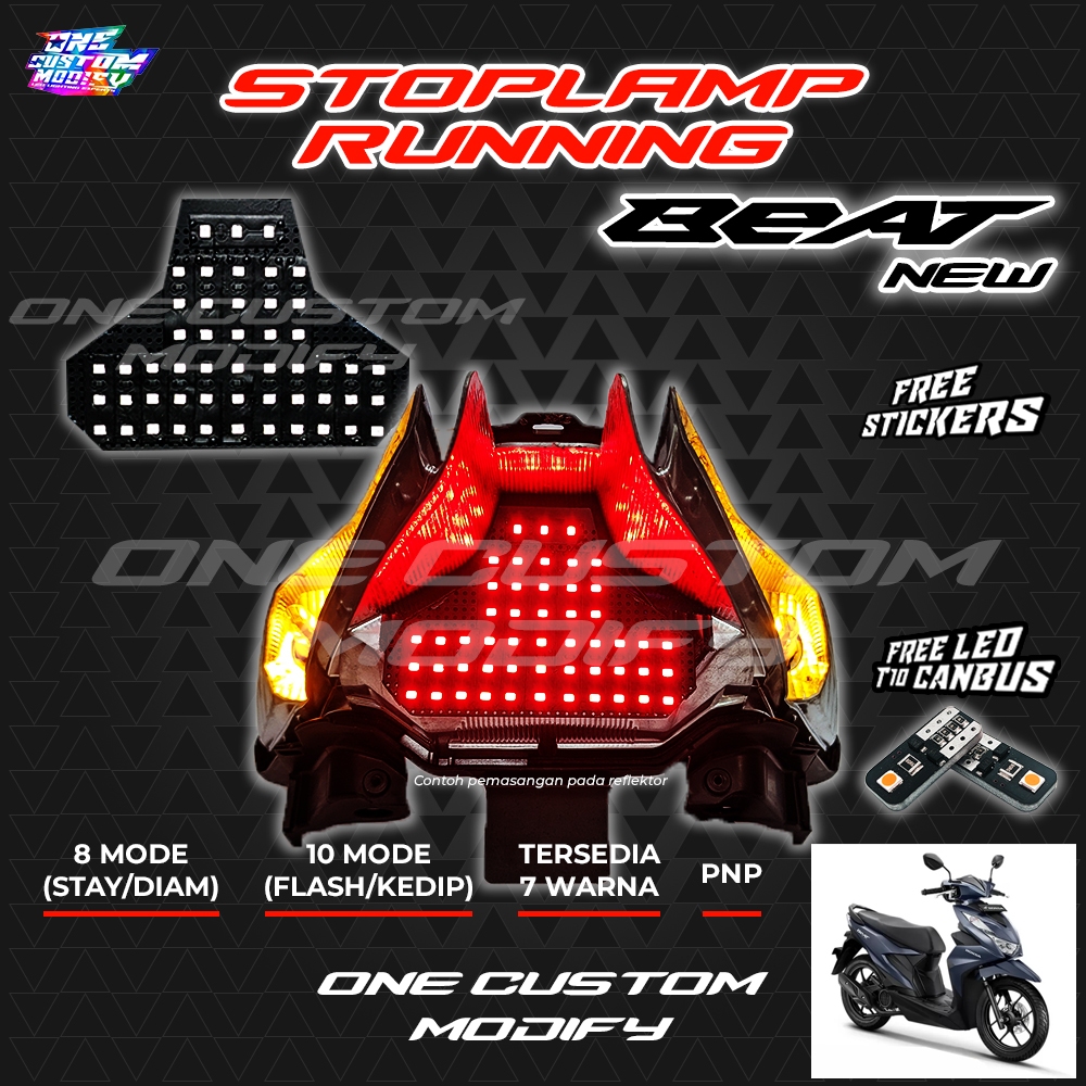 STOPLAMP RUNNING BEAT NEW DELUXE LAMPU LED REM BELAKANG MOTOR VARIASI ONE CUSTOM MODIFY