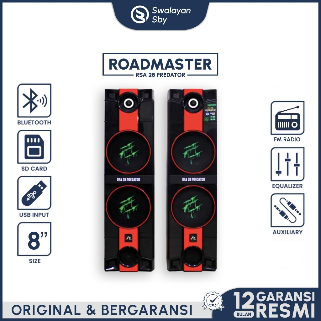 SPEAKER BLUETOOTH SPEAKER KARAOKE SPEAKER AKTIF ROADMASTER RSA 28 PREDATOR GARANSI SATU TAHUN