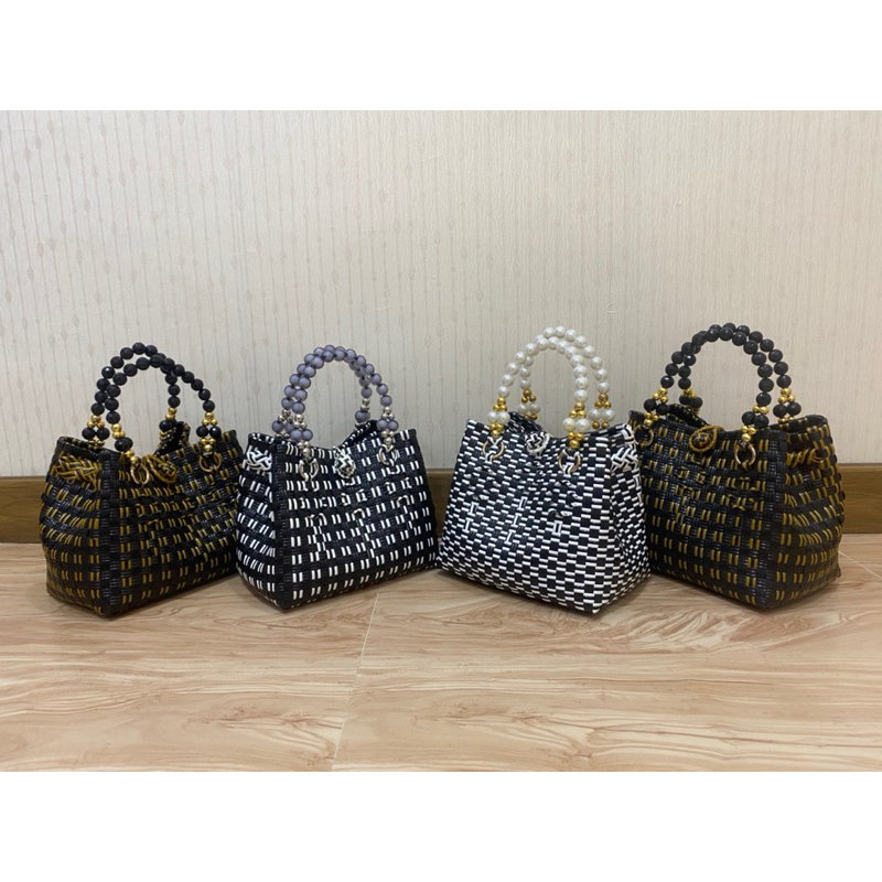 Tas Anyaman Jali Premium Handle Mutiara