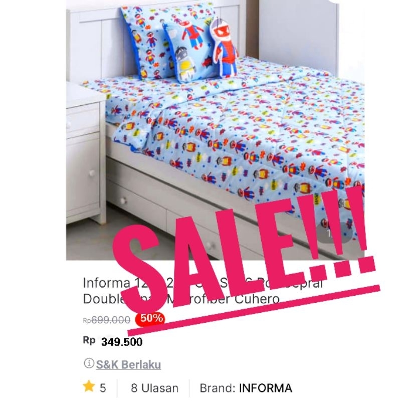 bedding set anak informa. sprei bedcover informa anak 120 x 200 cm