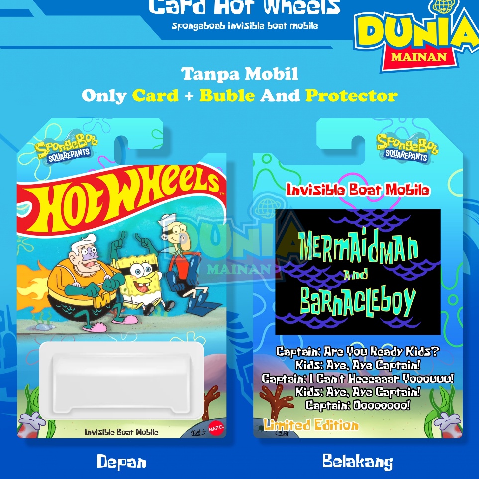 ART U7N6 Custom Card Hotwheels Spongebob Squarpants Free Protector  Invisible Boat Mobile  Mermaidma