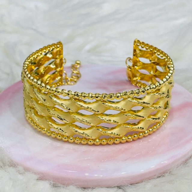 gelang srikandi bambu ulir susun elegant emas asli kadar 700