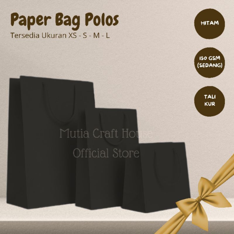 

Paper Bag Vertikal | Hitam Polos Ukuran XS S M L | Bahan Tebal Tidak Tipis | Shopping Bag Portrait