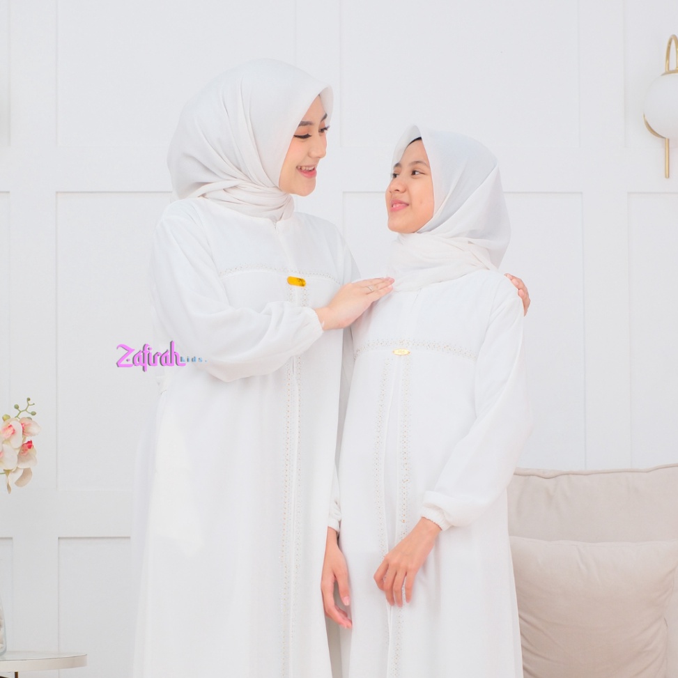 ART T19B Gamis Couple Ibu Anak Perempuan Mewah Fateena Dress Ceruty Swarovsky gamis terbaru 224 Leba
