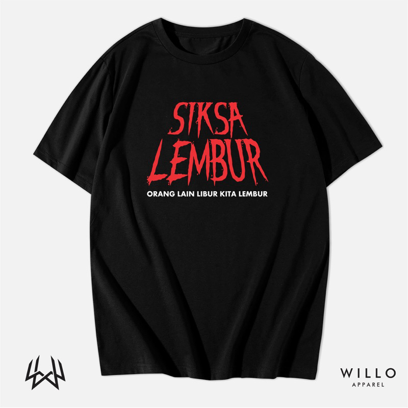 KAOS SIKSA LEMBUR | KAOS KATA PLESETAN WARNA HITAM DESAIN SIMPLE