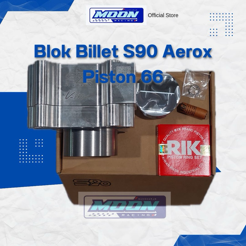 Blok billet S90 aerox/nmax dan lexi piston 66
