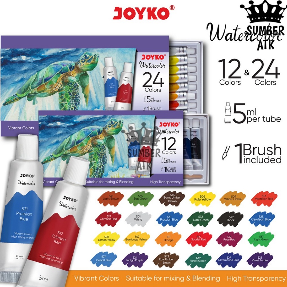 

Hemat Biaya Watercolor Set Cat Air Joyko WC4 12 dan 24 warna WC412 WC424