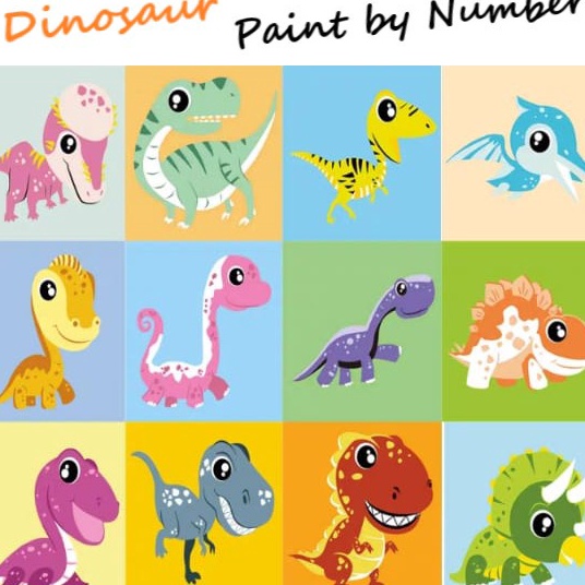 

Spesial Hari Ini BS Painting by Number Children Canvas Set Kanvas Lukis Anak Mewarnai Nomor Versi Dinosaurus