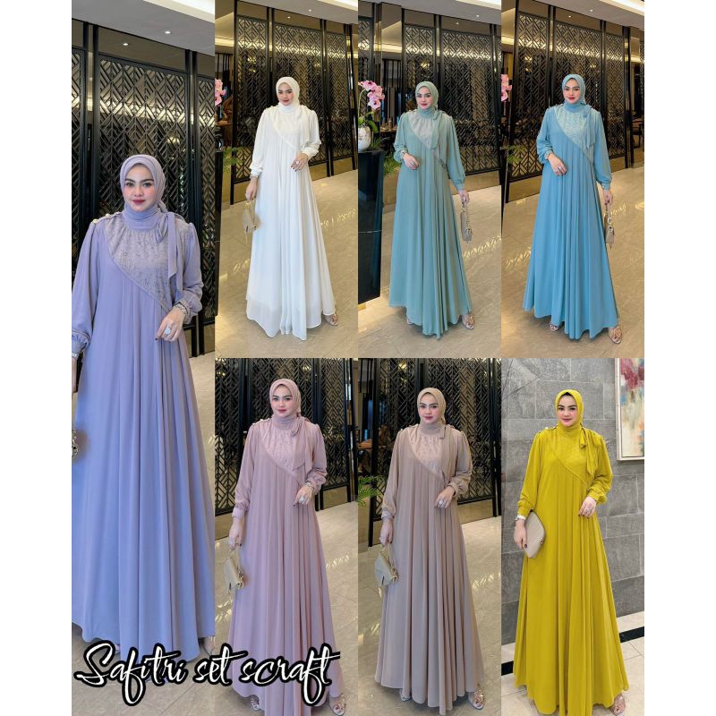 Safitri set hijab By HIJABIKA dress gamis set hijab square syari