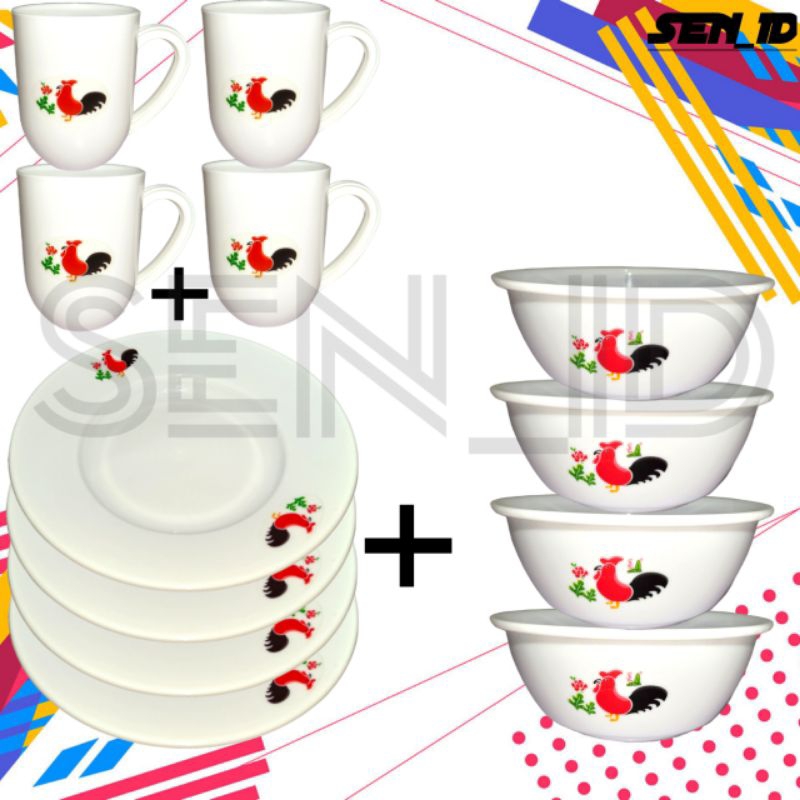 SATU SET ALAT MAKANAN, Piring, Mangkuk, Cangkir