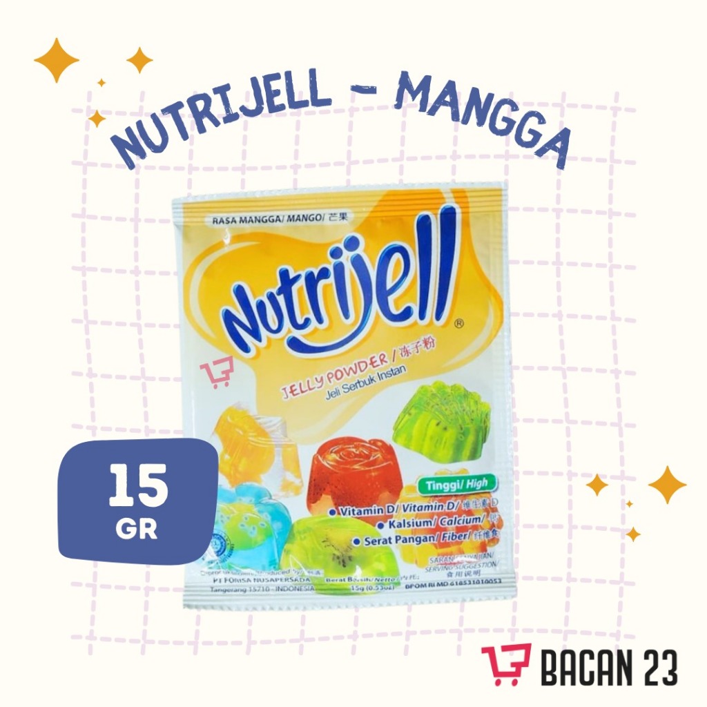 

Nutrijell Rasa Mangga (15 Gr) / Agar - Agar Jelly Instant Sachet Rasa Mangga / Jelly Powder