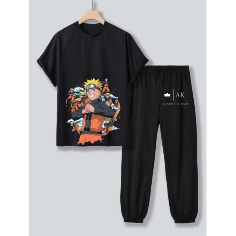 SETELAN KAOS ANAK ANIME CELANA PANJANG  KAOS ANAK 3 - 10 TAHUN