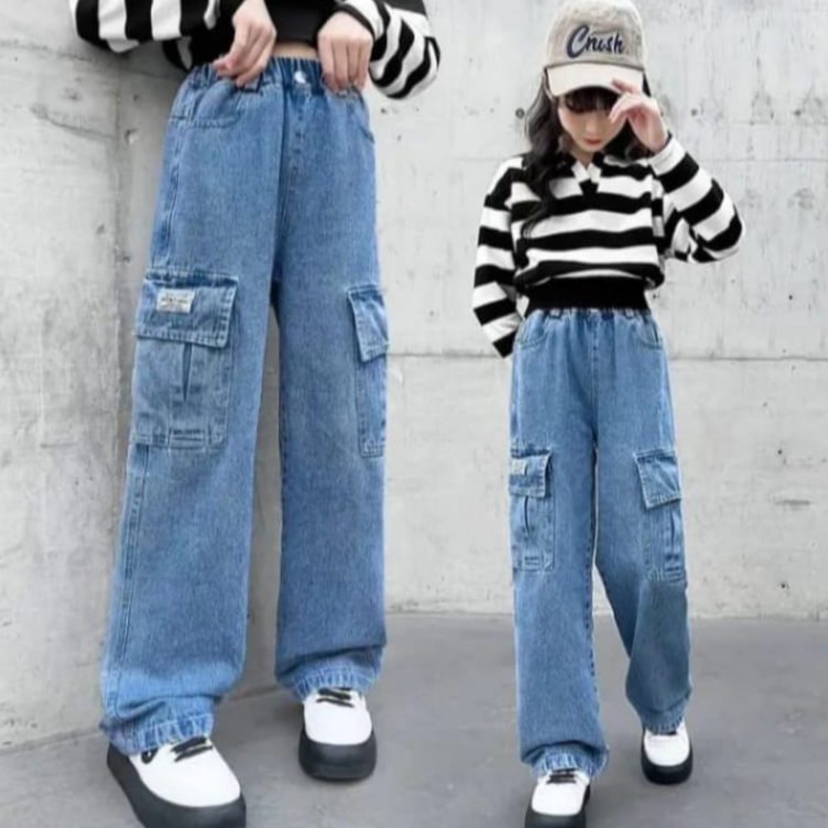 ART H72W Celana Jeans Anak Kids Denim Palazzo Girls Kulot Anak Remaja Perempuan M4