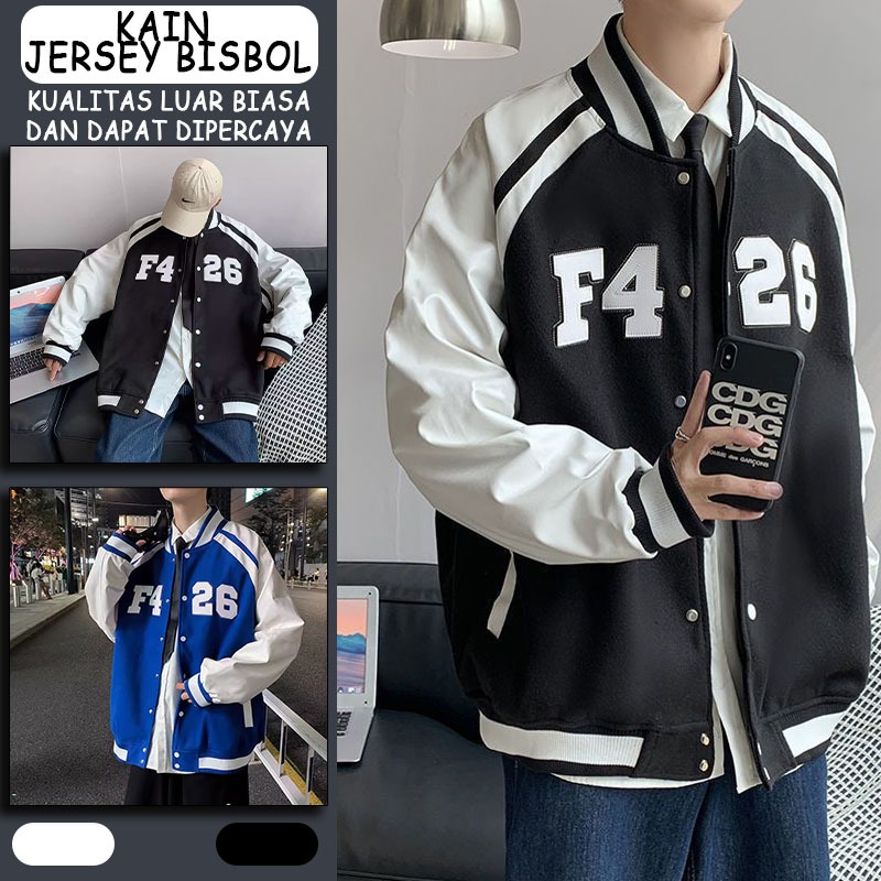 Cod Jaket Baseball Varsity Kancing Premium Outerwear Jaket Baseball Varsity Pria Wanita Vintage Full