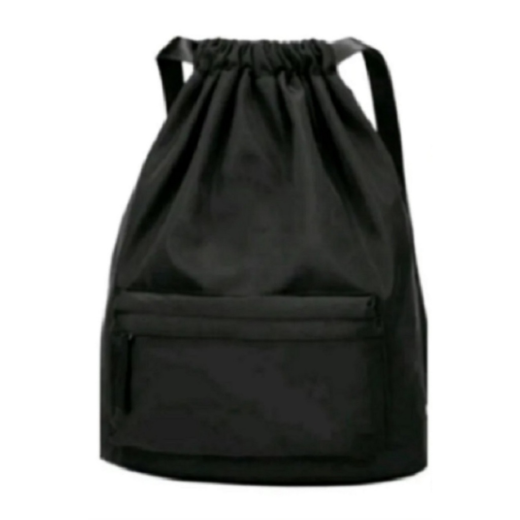 Tas Serut Gendong Kantong Cargo polos - Tas serut Drawstring Backpack Gamblok bahan Canvas Polos