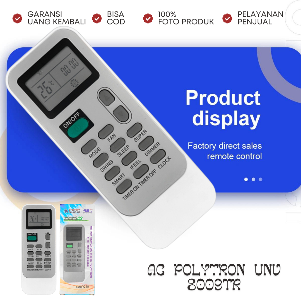 REMOTE AC POLYTRON NEUVA MULTIFUNGSI SPLIT INVERTER 0.5 - 2PK 8009TR