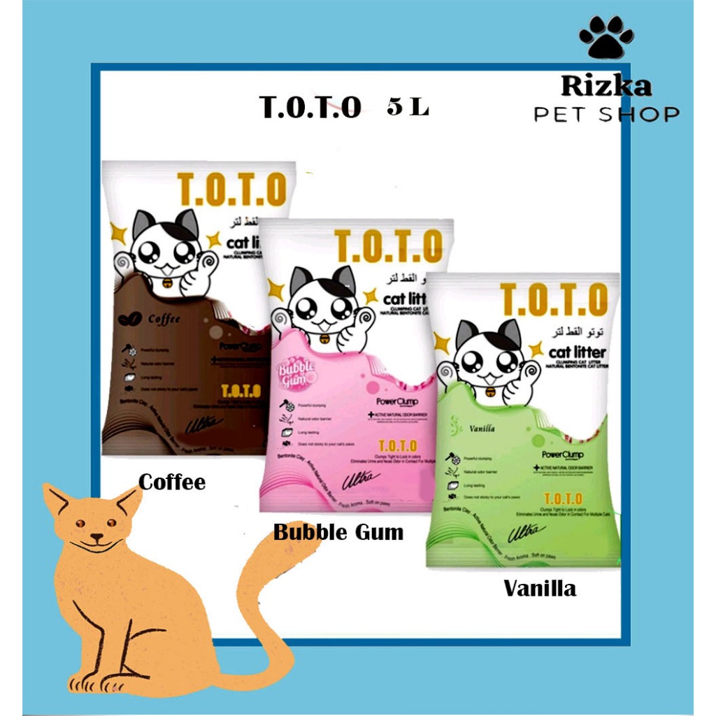 Pasir TOTO 5L Gumpal Wangi/Pasir kucing Toto gumpal wangi 5L
