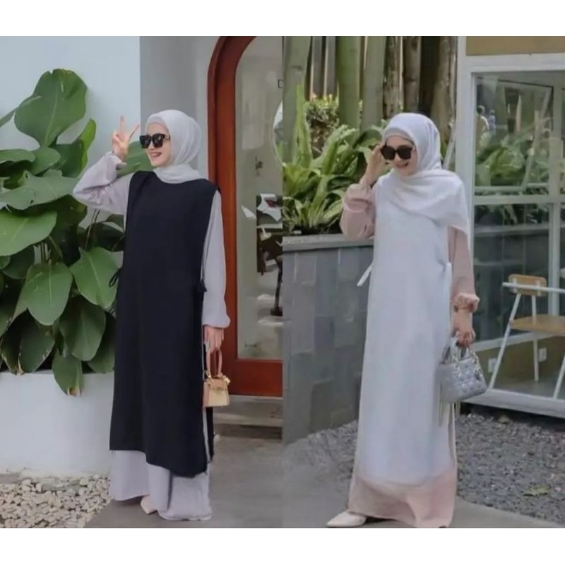 OUTER LONG VEST WANITA CRINKLE POLOS TALI SAMPING,OUTER LONG VEST KONDANGAN VIRAL